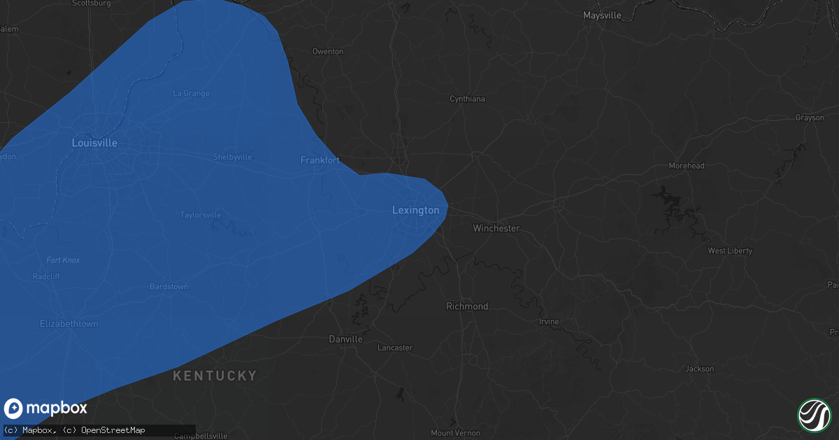 Hail map in Lexington, KY on March 15, 2026