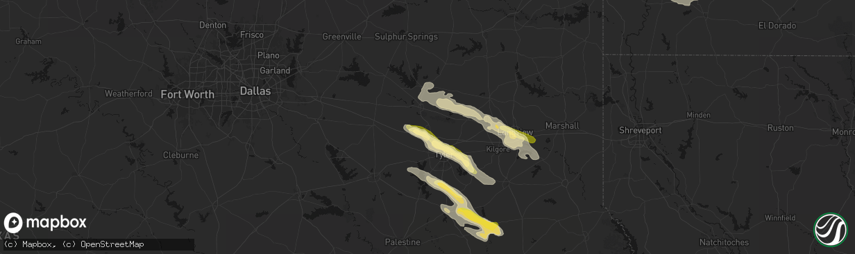 Hail map in Lindale, TX on March 15, 2026