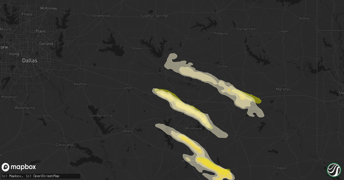 Hail map in Lindale, TX on March 15, 2026
