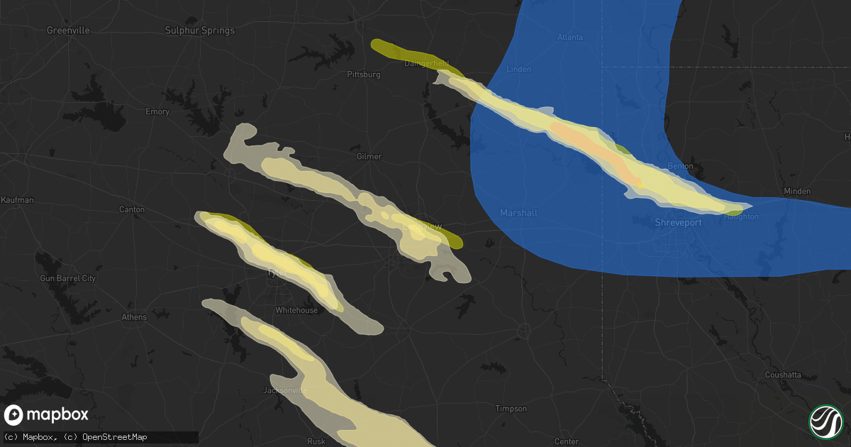 Hail map in Longview, TX on March 15, 2026