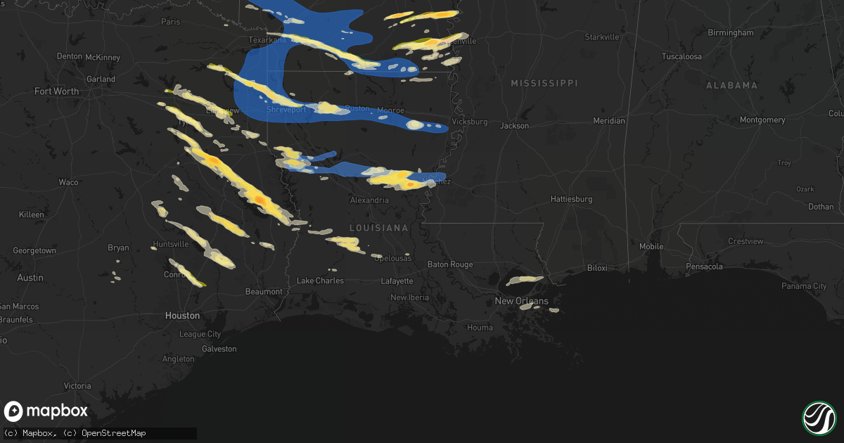 Hail map in Louisiana on March 15, 2026