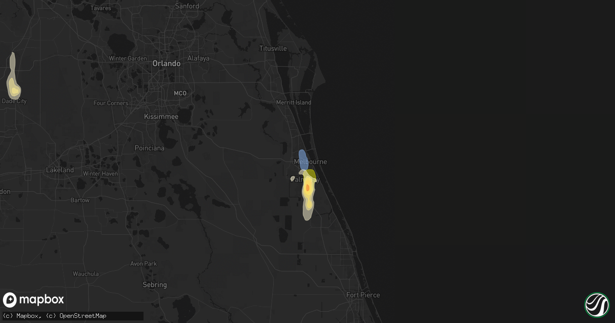 Hail map in Melbourne, FL on March 15, 2026