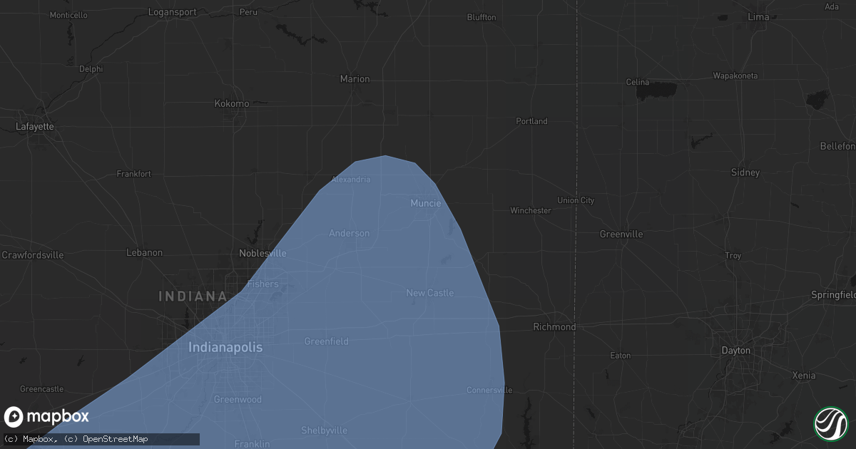 Hail map in Muncie, IN on March 15, 2026