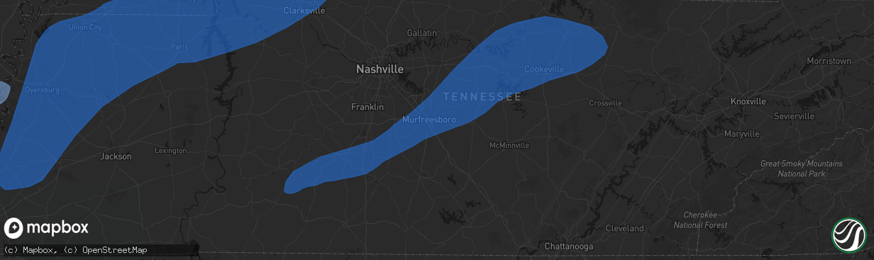Hail map in Murfreesboro, TN on March 15, 2026