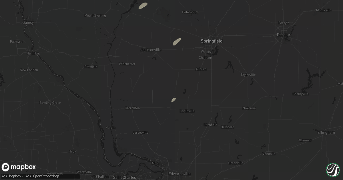 Hail map in Palmyra, IL on March 15, 2026