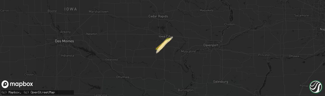 Hail map in Riverside, IA on March 15, 2026