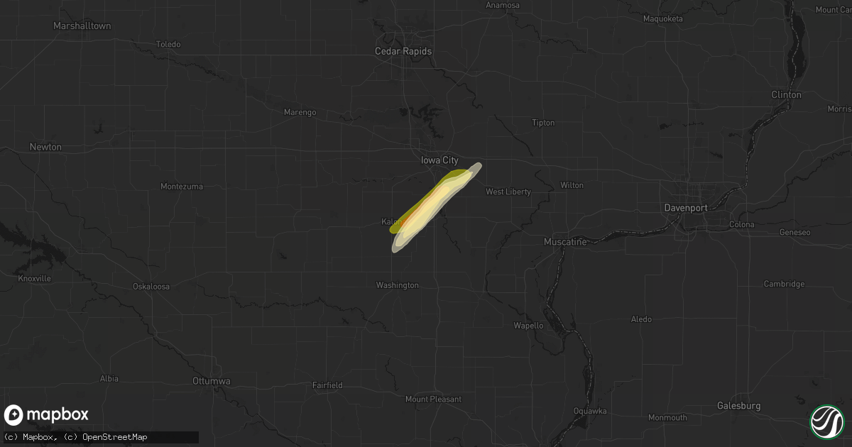 Hail map in Riverside, IA on March 15, 2026