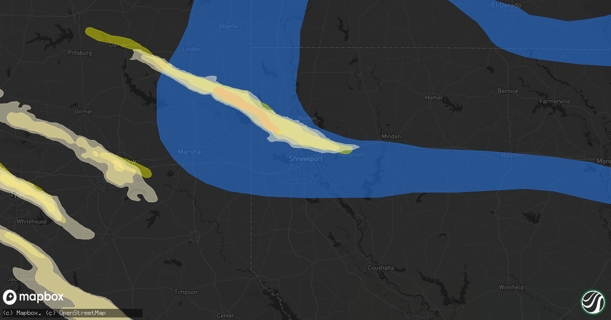 Hail map in Shreveport, LA on March 15, 2026