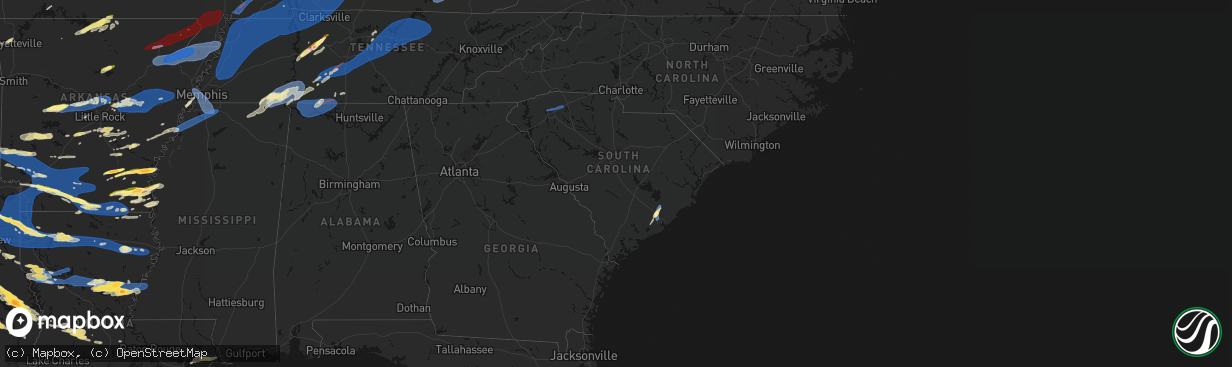 Hail map in South Carolina on March 15, 2026