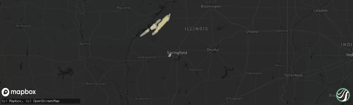 Hail map in Springfield, IL on March 15, 2026