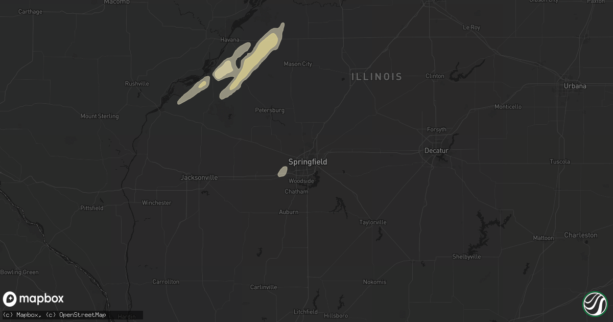 Hail map in Springfield, IL on March 15, 2026