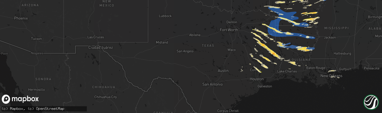 Hail map in Texas on March 15, 2026