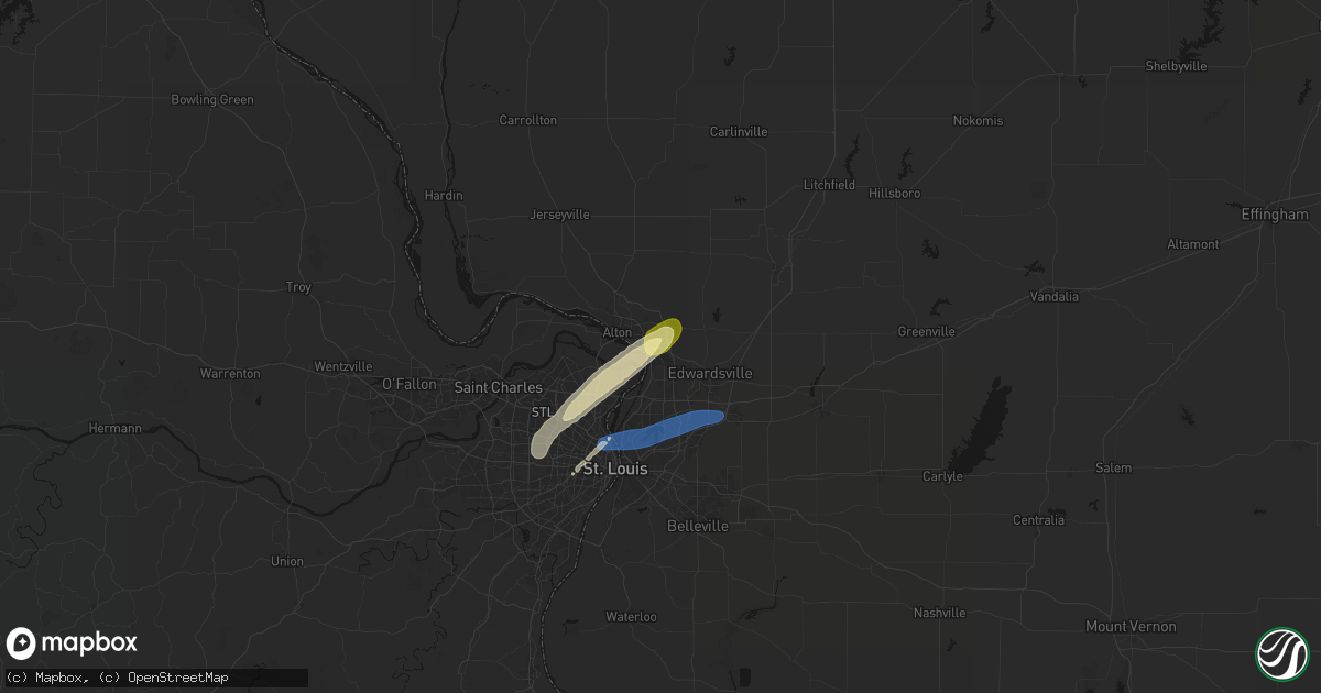 Hail map in Wood River, IL on March 15, 2026