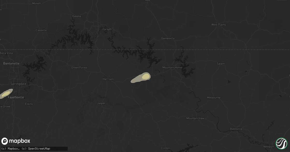 Hail map in Yellville, AR on March 15, 2026