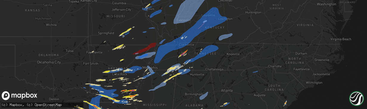 Hail map on March 15, 2026