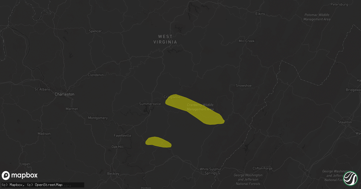 Hail map in Camden On Gauley, WV on March 16, 2013