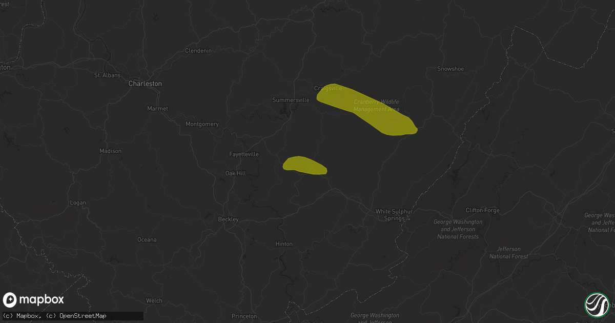 Hail map in Charmco, WV on March 16, 2013