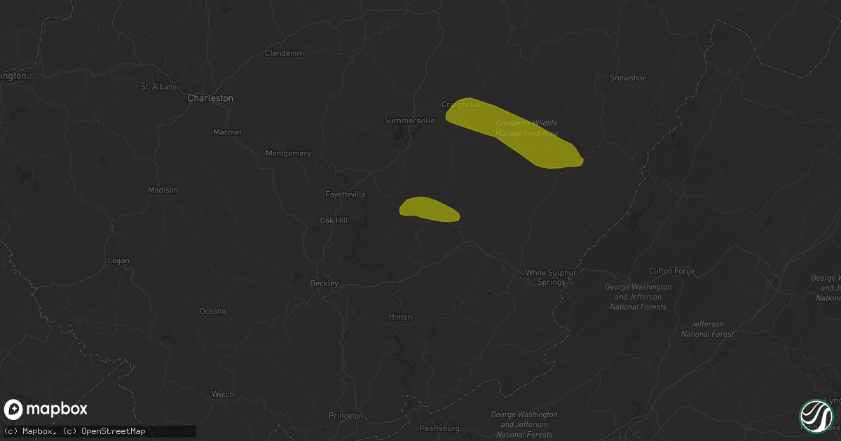 Hail map in Rainelle, WV on March 16, 2013