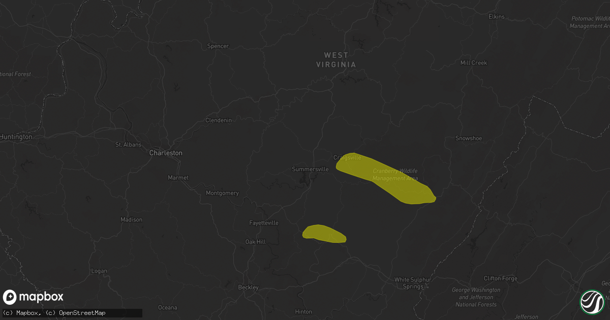Hail map in Summersville, WV on March 16, 2013