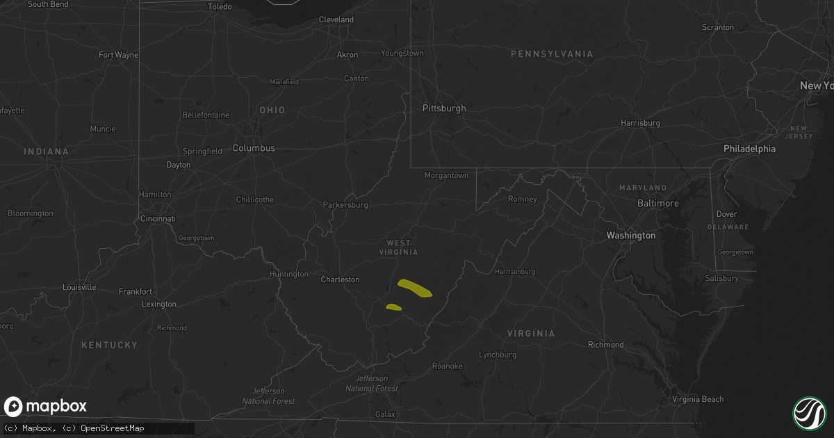 Hail map in West Virginia on March 16, 2013