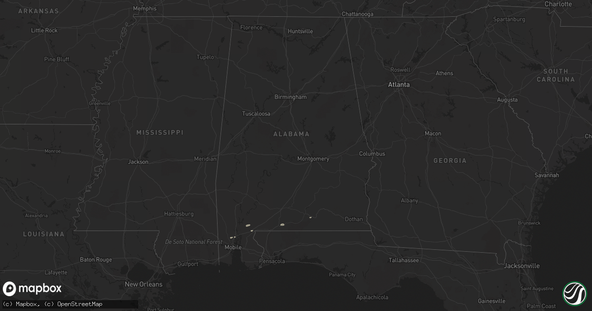 Hail map in Alabama on March 16, 2014