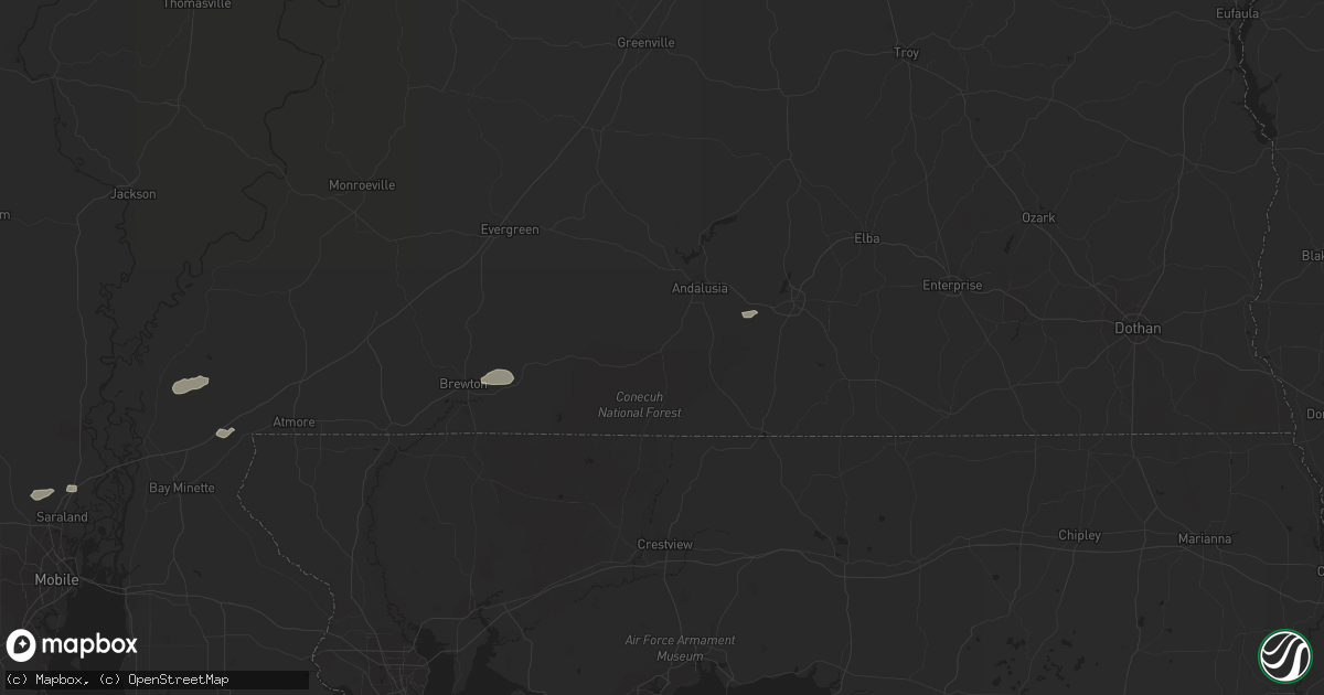 Hail map in Andalusia, AL on March 16, 2014
