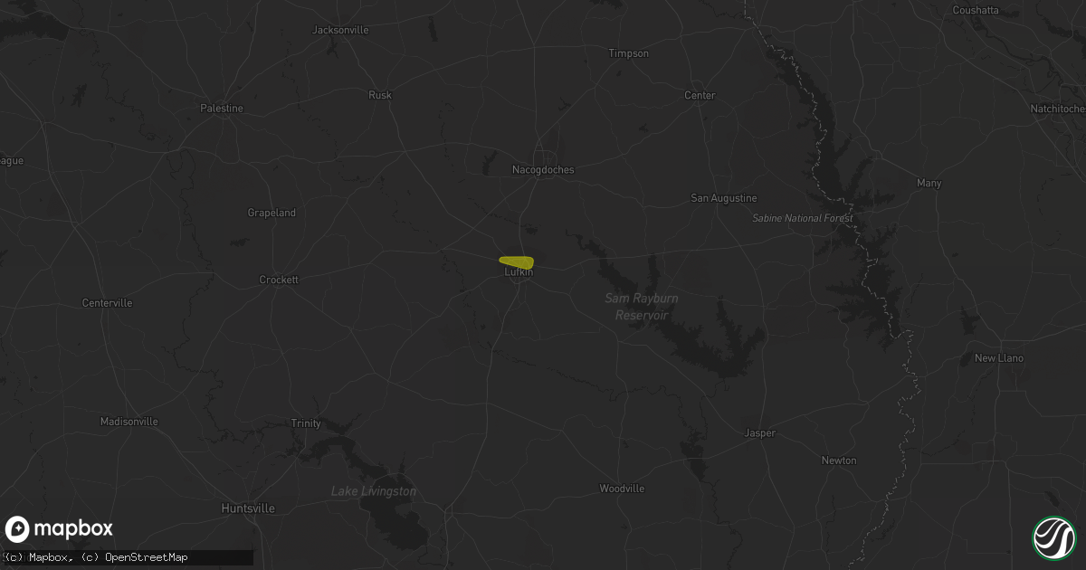 Hail map in Lufkin, TX on March 16, 2014