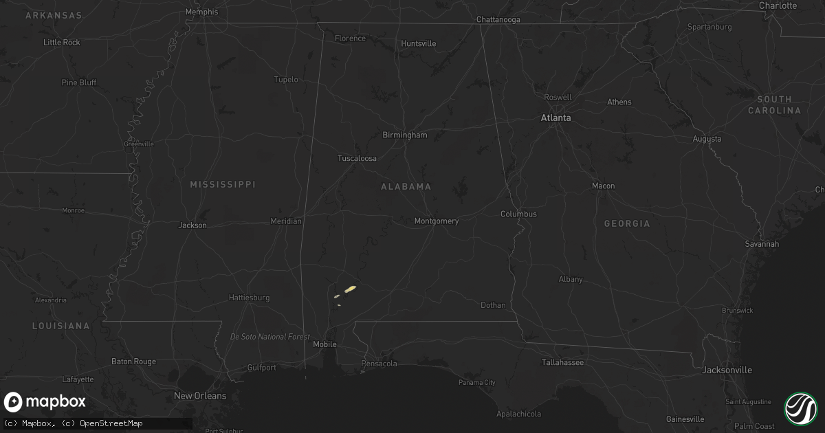 Hail map in Alabama on March 16, 2016
