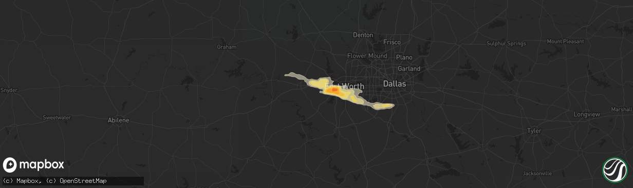 Hail map in Aledo, TX on March 16, 2016