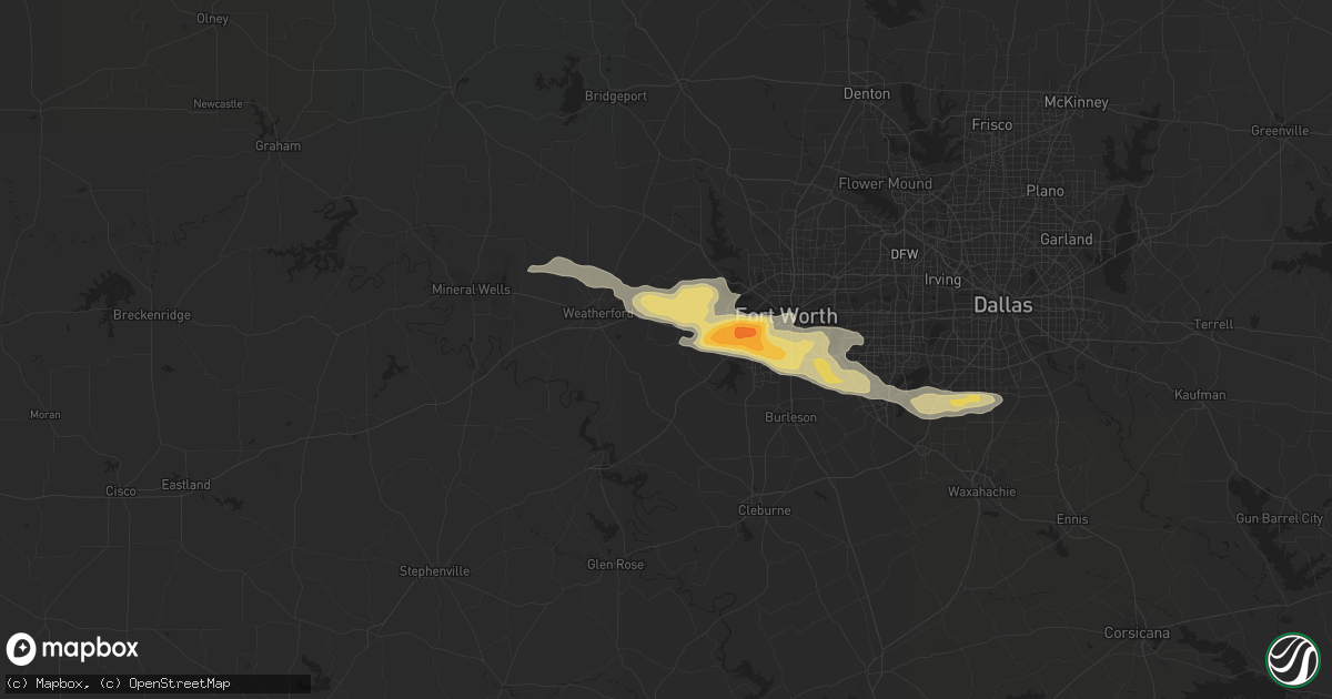 Hail map in Aledo, TX on March 16, 2016