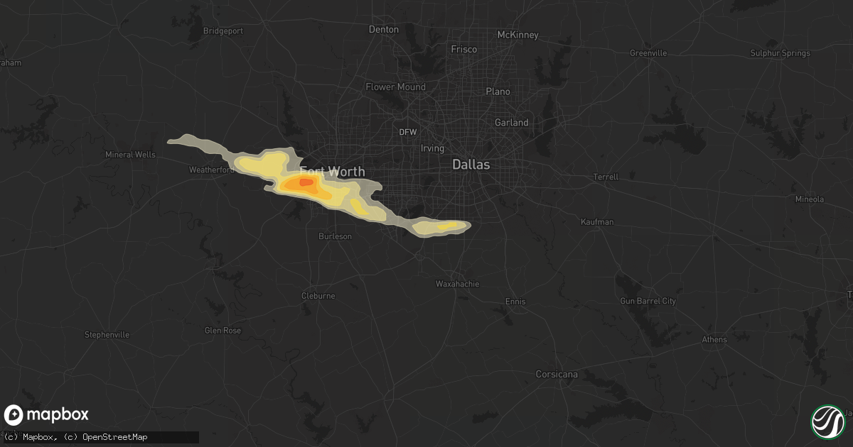 Hail map in Cedar Hill, TX on March 16, 2016