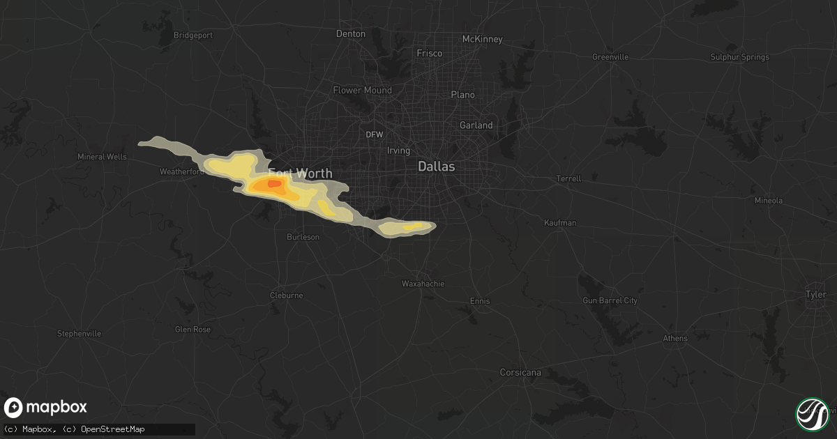 Hail map in Desoto, TX on March 16, 2016