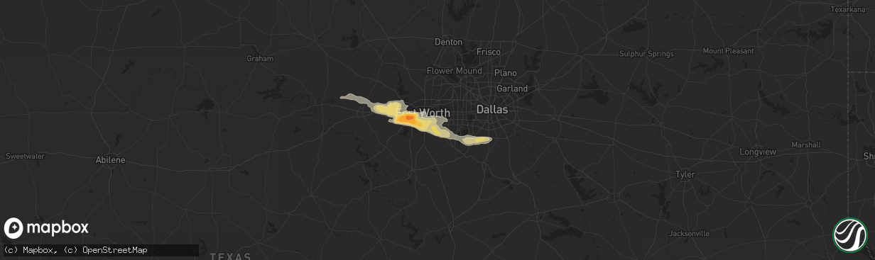 Hail map in Kennedale, TX on March 16, 2016