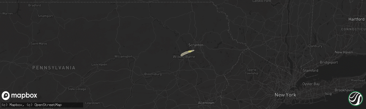 Hail map in Kingston, PA on March 16, 2016