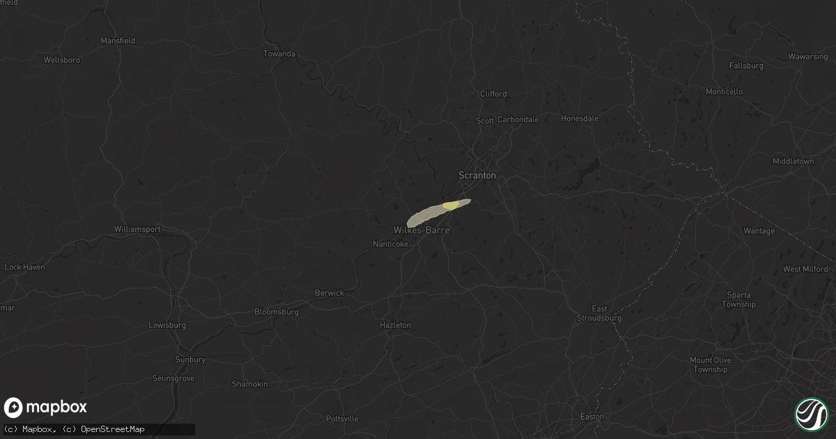 Hail map in Kingston, PA on March 16, 2016
