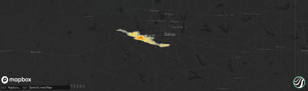 Hail map in Mansfield, TX on March 16, 2016