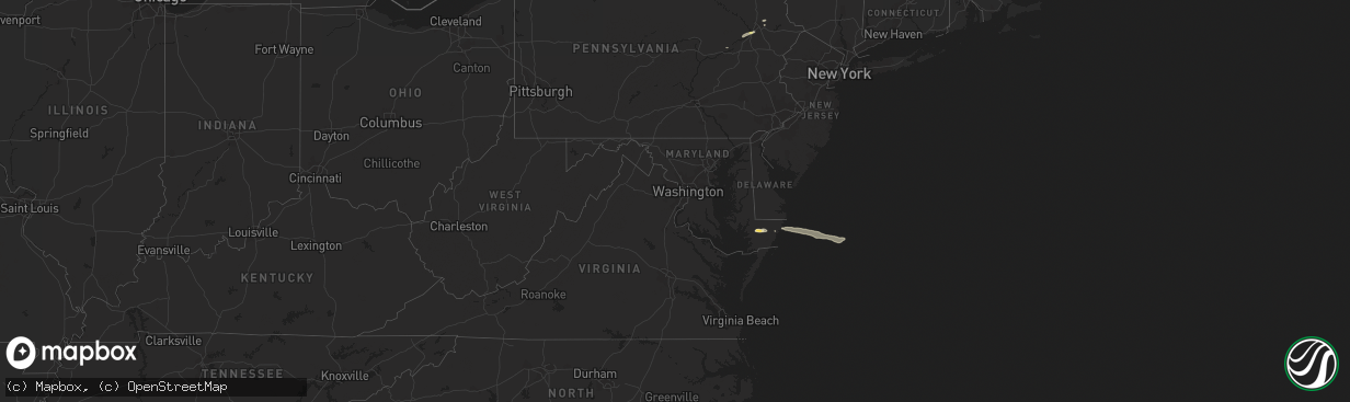 Hail map in Maryland on March 16, 2016