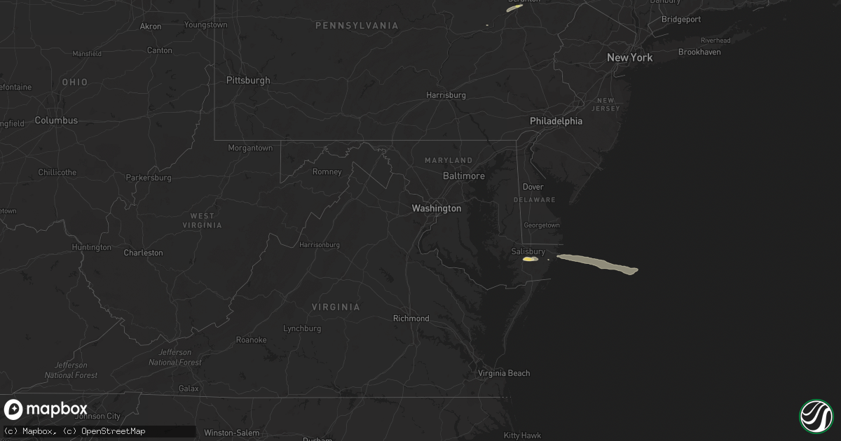 Hail map in Maryland on March 16, 2016