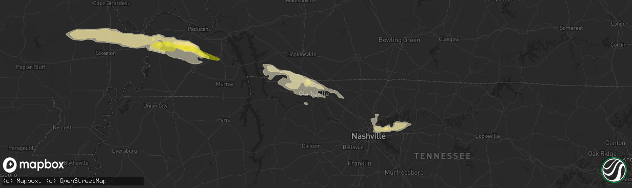 Hail map in Clarksville, TN on March 16, 2018