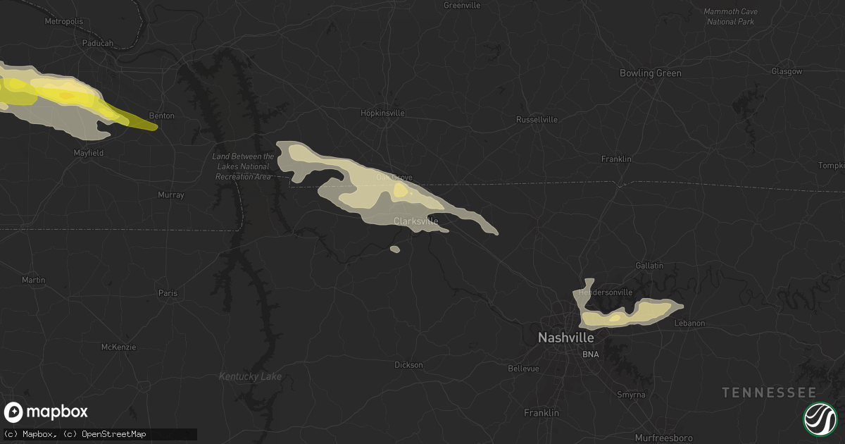 Hail map in Clarksville, TN on March 16, 2018