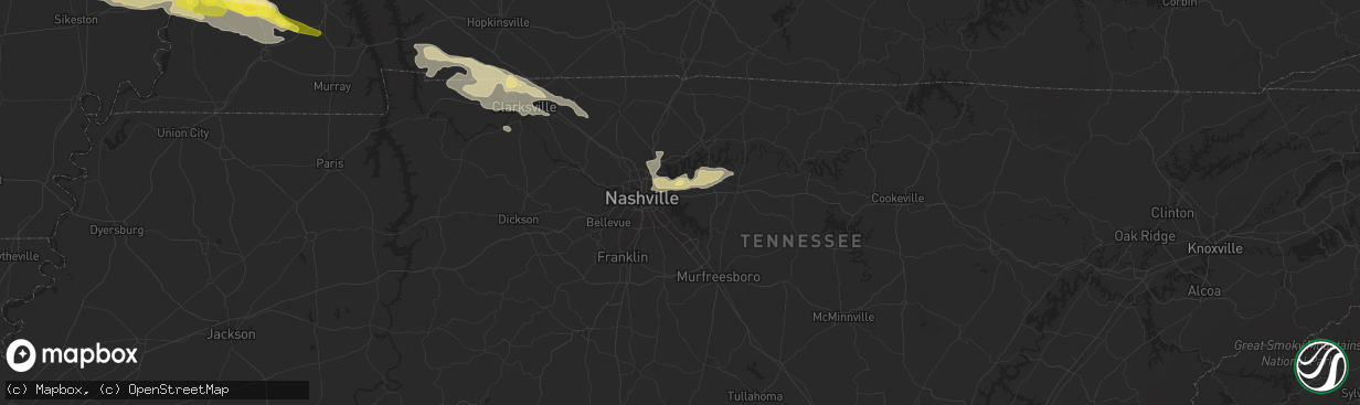 Hail map in Hermitage, TN on March 16, 2018