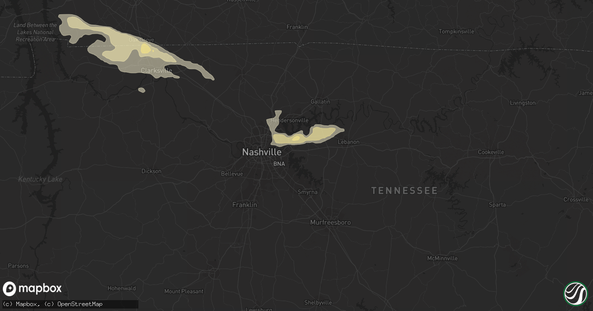 Hail map in Hermitage, TN on March 16, 2018