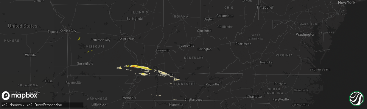 Hail map in Kentucky on March 16, 2018