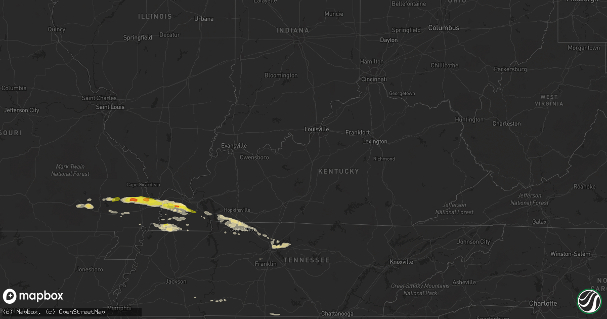 Hail map in Kentucky on March 16, 2018