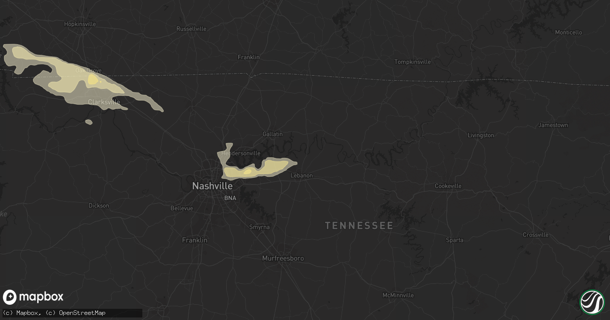 Hail map in Lebanon, TN on March 16, 2018