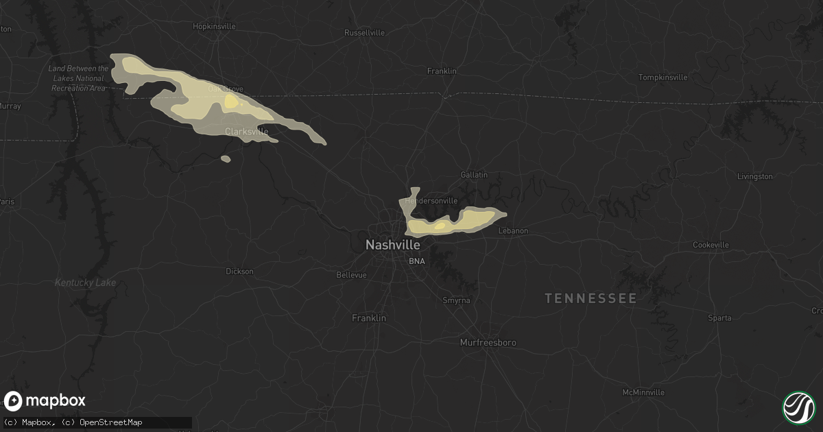 Hail map in Madison, TN on March 16, 2018