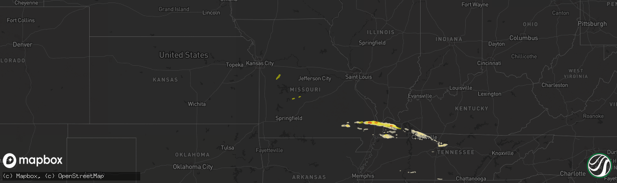 Hail map in Missouri on March 16, 2018