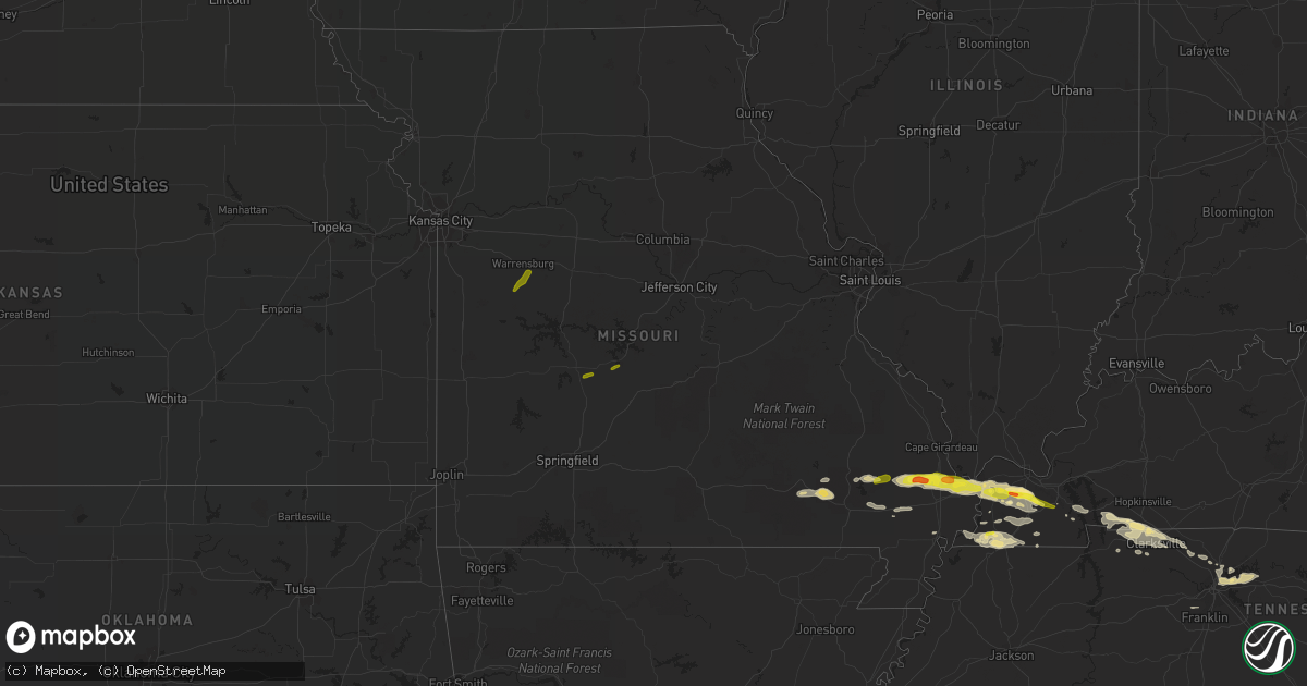 Hail map in Missouri on March 16, 2018