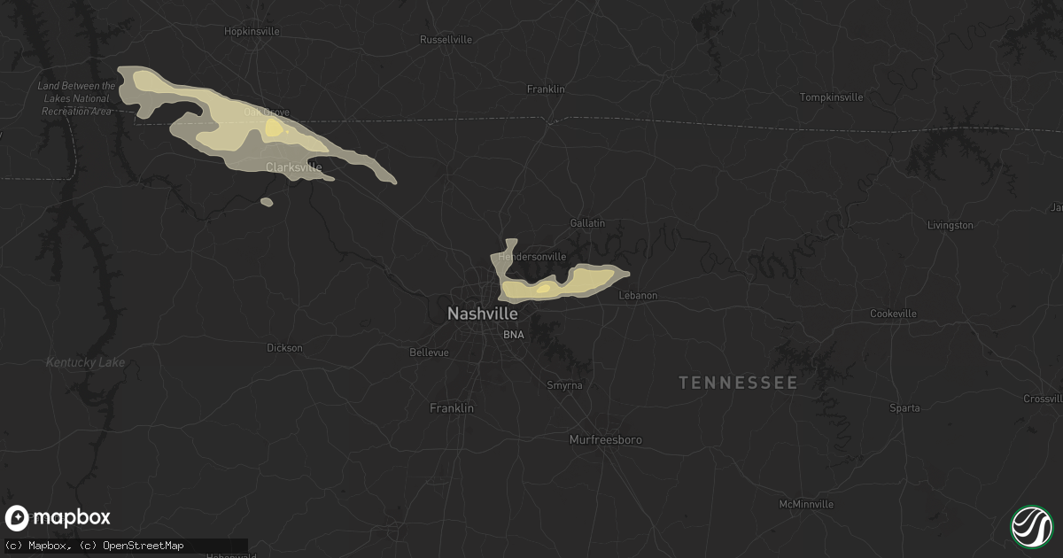 Hail map in Old Hickory, TN on March 16, 2018