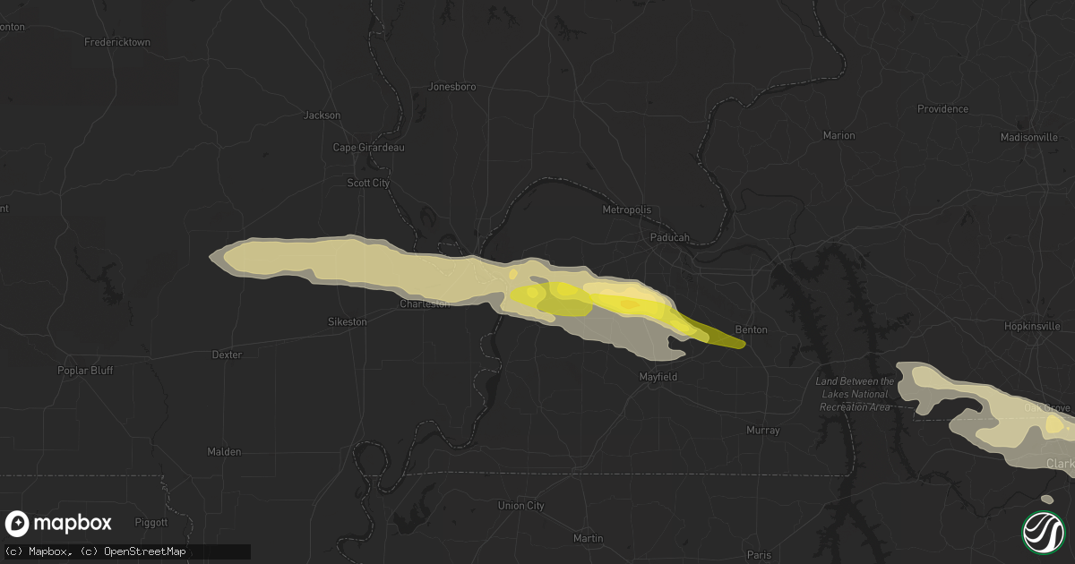 Hail map in Wickliffe, KY on March 16, 2018